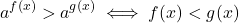 \[a^{f(x)}>a^{g(x)}\iff f(x)<g(x)\]