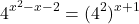 \[4^{x^2 - x - 2} = (4^2)^{x + 1}\]