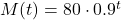 M(t) = 80 \cdot 0.9^t