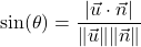 \[\sin(\theta) = \frac{|\vec{u} \cdot \vec{n}|}{\|\vec{u}\| \|\vec{n}\|}\]