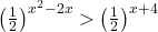 \left(\frac{1}{2}\right)^{x^2 - 2x} > \left(\frac{1}{2}\right)^{x + 4}
