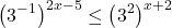 \[\left(3^{-1}\right)^{2x - 5} \le \left(3^2\right)^{x + 2}\]