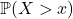 \mathbb{P}(X>x)