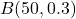B(50, 0.3)