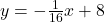 y = -\frac{1}{16}x + 8