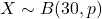 X\sim B(30, p)