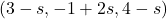 (3 - s, -1 + 2s, 4 - s)