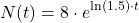 \[N(t) = 8 \cdot e^{\ln(1.5) \cdot t}\]