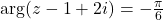 Rendered by QuickLaTeX.com \arg(z - 1 + 2i) = -\frac{\pi}{6}
