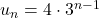 u_n = 4 \cdot 3^{n-1}