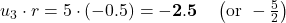 u_3 \cdot r = 5 \cdot (-0.5) = \mathbf{-2.5} \quad \left(\text{or } -\frac{5}{2}\right)