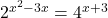 2^{x^2 - 3x} = 4^{x + 3}