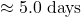 \approx 5.0\text{ days}
