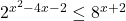 2^{x^2 - 4x - 2} \le 8^{x + 2}