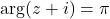 Rendered by QuickLaTeX.com \arg(z + i) = \pi