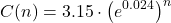 \[C(n) = 3.15 \cdot \left(e^{0.024}\right)^n\]